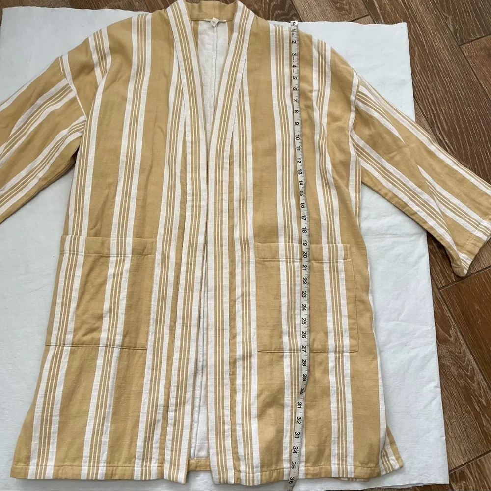 Eileen Fisher Reed White Stripe Kimono Duster Robe Coat